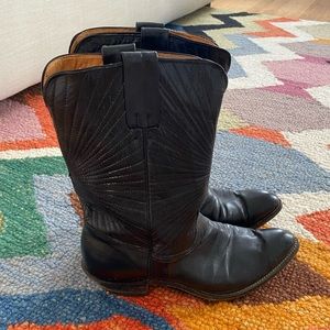 Vintage Frye Cowboy Boots - Black Leather